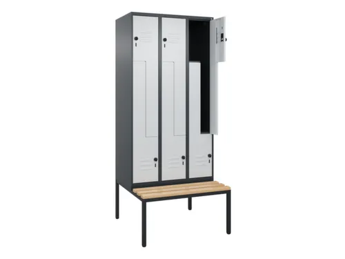 Z-garderobekast,HxBxD 2120x900x815mm,6vak,vak B 300mm,draaigrendel