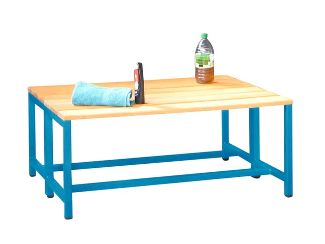 banc double,LxP 1000x740mm,barrettes en bois hêtre,piètement RAL5012