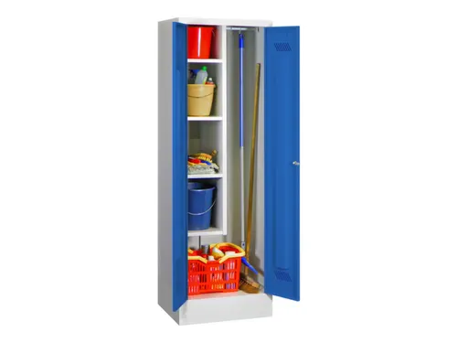 Schoonmaakkast HxBxD 1850x600x500mm Klink Sokkel RAL7035 Front RAL5010