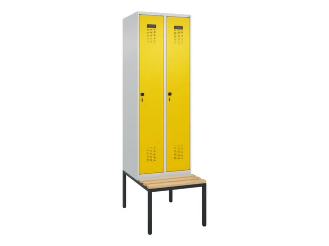 locker met bank,voor scheiding van kleding,HxBxD 2120x600x815mm,2vak
