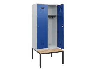 locker met bank,HxBxD 1950x800x815mm,2vak,vak B 400mm,cilinderslot - 1