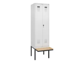 PBM-locker met bank,HxBxD 2120x600x815mm,2vak,vak B 300mm,draaigrendel - 2