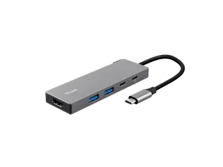 Adapter Trust Dalyx 5-in-1 USB-C-adapter met meerdere poorten grijs - 1