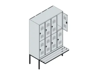 Dubbeldekse dekenkist,HxBxD 1950x1200x815mm,4x2vak.,vak B 300mm - 3