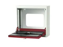 hangkast,v. laptops,HxBxD 410x500x150mm,klapdeur,slot,romp RAL7035