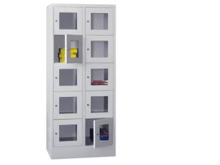 lockerkast,HxBxD 1850x800x500mm,2x5vakken,RAL7035,front RAL3000 - 1