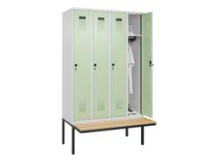 locker met bank,HxBxD 2120x1200x815mm,4vak,vak B 300mm,draaigrendel