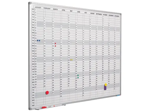 Verticale Jaarplanner Magnetisch 60x90cm Engels Softline profiel 8mm