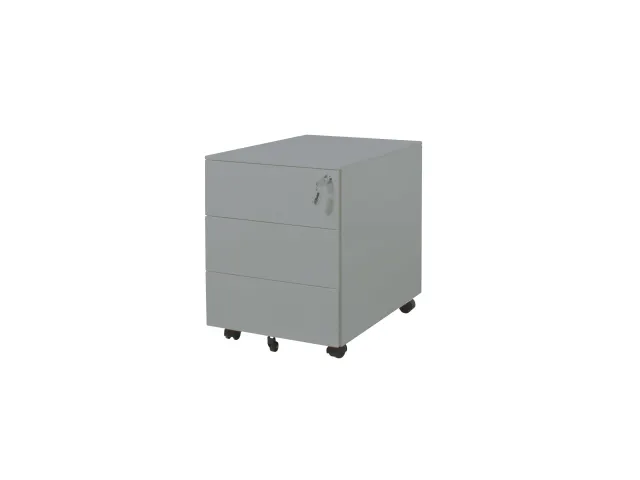 Claudius Basic N wit verrijdbaar ladeblok 3 lades 58cm diep aluminium