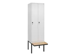 locker met bank,HxBxD 2120x600x815mm,2vak,vak B 300mm,draaigrendel