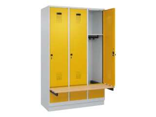 locker met bank,HxBxD 1950x1200x815mm,3vak,vak B 400mm,draaigrendel - 1