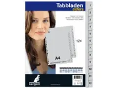 OUTLET Tabblad Kangaro A4 cijfers PP 120 micron grijs 23-gaats 12-deli