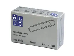 Paperclip Alco 50mm rond vernikkeld 100 stuks