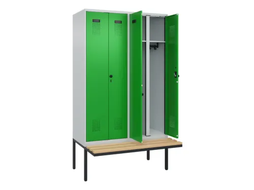 locker met bank,voor scheiding van kleding,HxBxD 2120x1200x815mm,4vak