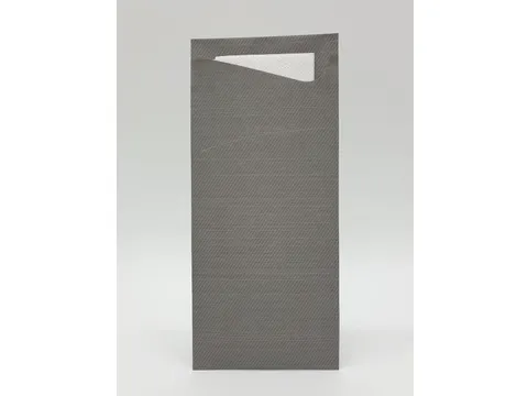 Duni Bestekzakje 8,5x19cm Grijs met wit servetervet 500 Stuks