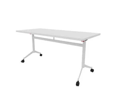 klaptafel,HxBxD 750x1600x700mm,hoekig,T-voet wit,ovale buis,blad wit