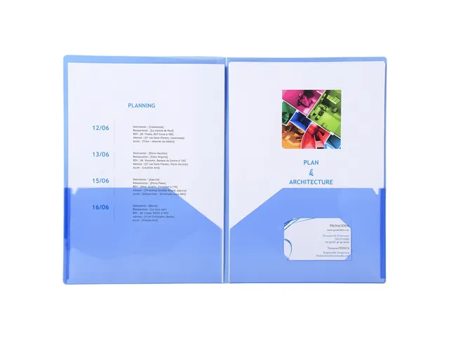 10 Tweezijdige Presentatiemappen Soepele Kaft Pp 20/100ste Assorti