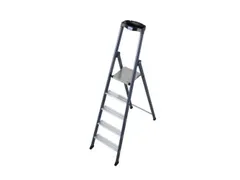 trapladder,eenzijdig,5treden,bordes met profiel,Stand H 1,05m