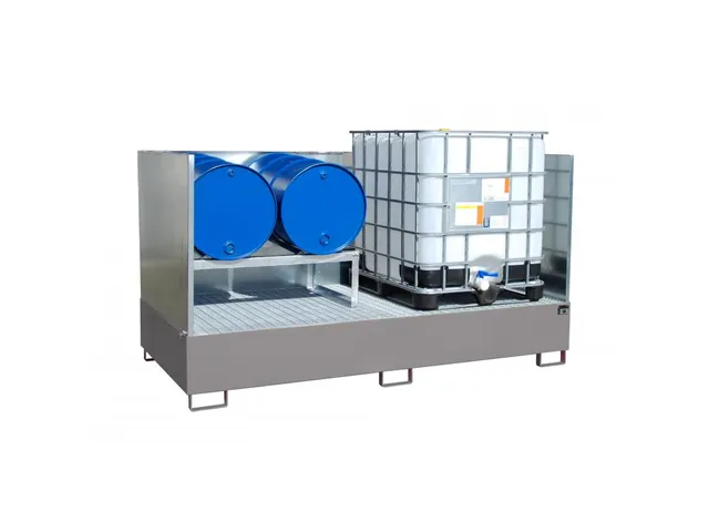 opvangbak,v. 2xIBC,opvangvol. 1000l,HxBxD 435x2650x1300mm,m. rooster