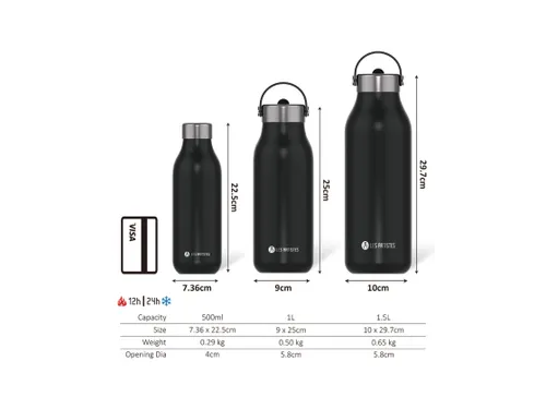 Thermosfles 2.0 Les Artistes Paris 1000ml Black Pearl met rietje