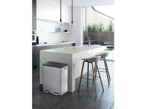 Afvalbak EKO Essential Recycler pedaalemmer 2x30liter RVS