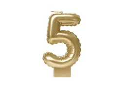 Verjaardagskaars cijfer 5 Folieballon Goud 10cm