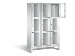 lockerkast 1850x1200x500mm 3x3 vakken Cilinderslot Poten, RAL7035