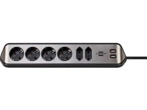 Stekkerdoos Brennenstuhl bureau Estilo 6 voudig inclusief 2 USB 2 m