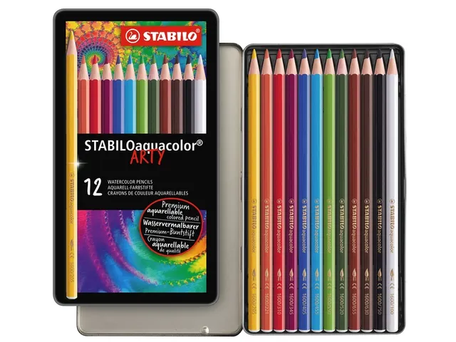 Crayon de couleur STABILO 1612 Aquacolor assorti boîte 12 pièces