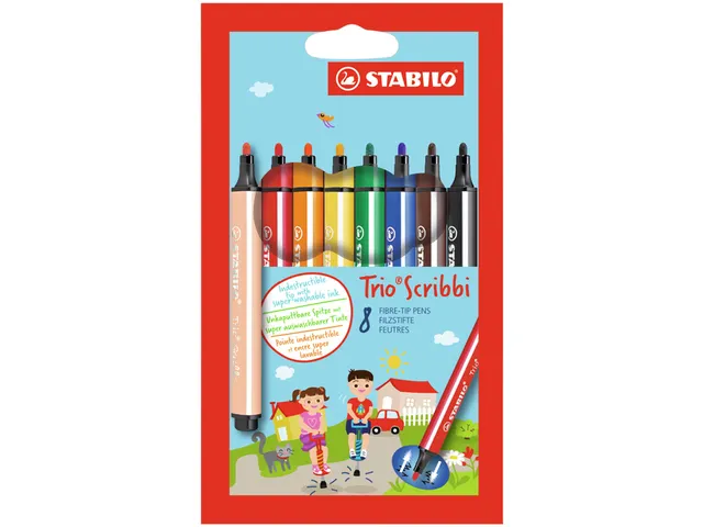 Viltstift Stabilo Trio Non Permanent Scribbi 368/8 8Stuks
