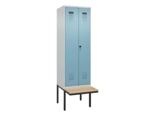 locker met bank,voor scheiding van kleding,HxBxD 2120x600x815mm,2vak - 2