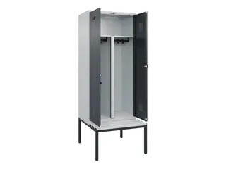 PBM-locker met bank,HxBxD 2120x800x815mm,2vak,vak B 400mm,draaigrendel - 1