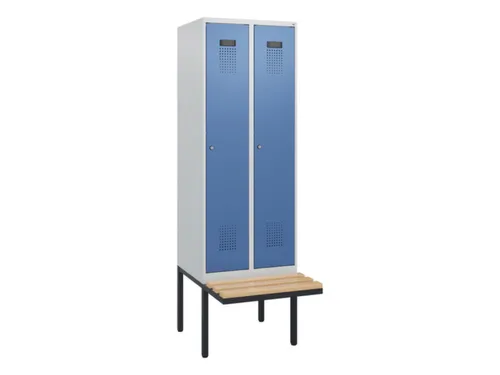 locker met bank,HxBxD 1950x600x815mm,2vak,vak B 300mm,cilinderslot