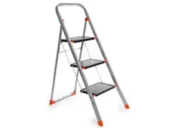 OUTLET Huishoudtrap met hoge beugel 3 treden antislip inklapbaar tot 1