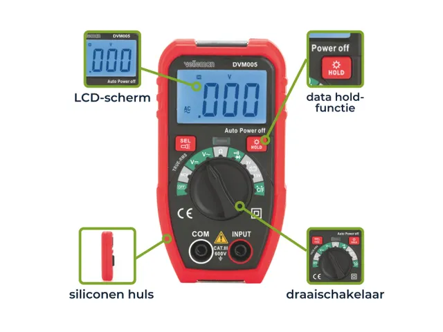 Kleine Robuuste Digitale Multimeter - CAT III - 600 V - 7 Functies