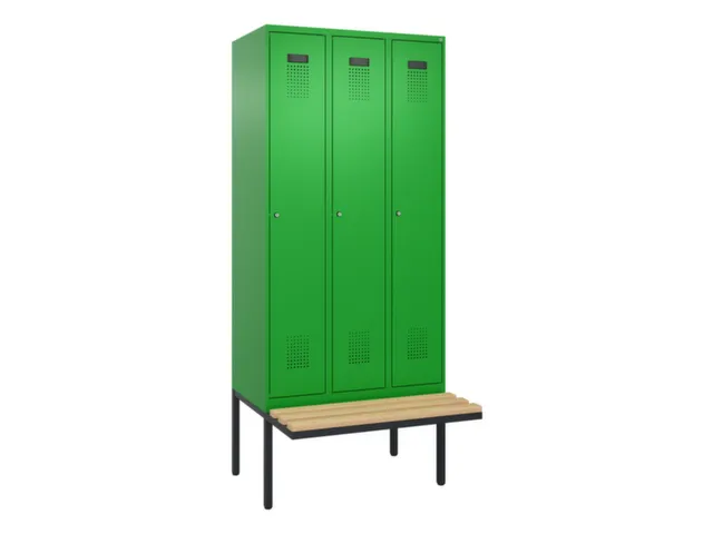 locker met bank,voor scheiding van kleding,HxBxD 2120x900x815mm,3vak