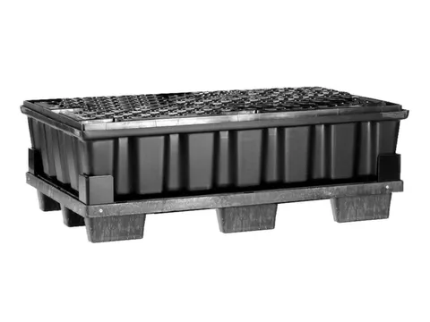 PE-opvangbak,v. 2x200l vat,opvangvol. 220l,HxBxD 400x1220x820mm