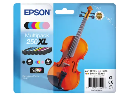 C13T16P84010 Epson 250XL XP Claria Photo HD-inkt 6 kleuren 4200 pag.