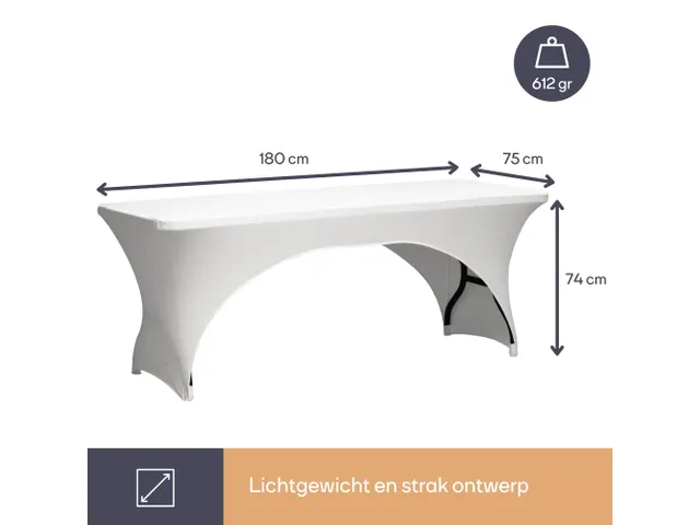 Hoes Voor Rechthoekige Tafel - Boogvormig - WIT