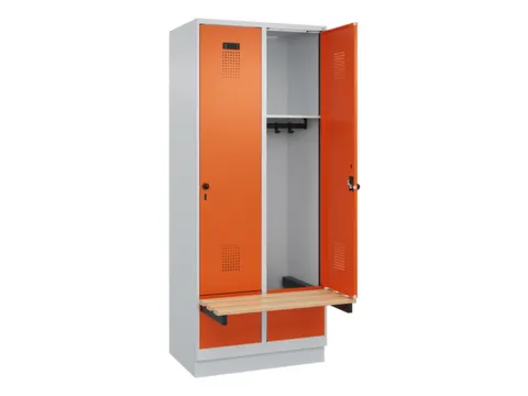 locker met bank,HxBxD 1950x800x815mm,2vak,vak B 400mm,draaigrendel