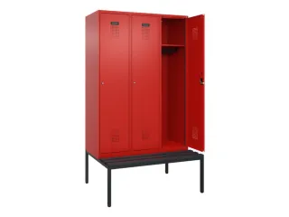 locker met bank,HxBxD 2120x1200x815mm,3vak,vak B 400mm,cilinderslot - 1