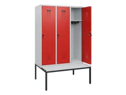 locker met bank,HxBxD 1950x1200x815mm,3vak,vak B 400mm,draaigrendel
