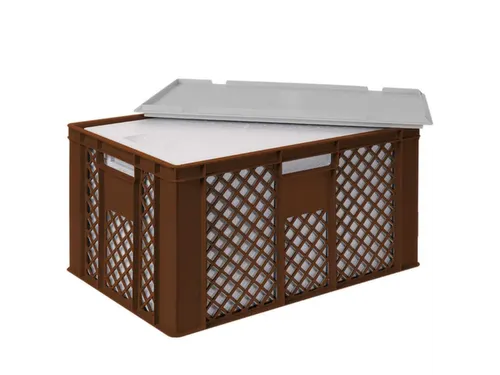 Euronorm-stapelbak,m. isoleerbox,HxLxB 320x600x400mm,63/35l,HDPE,bruin