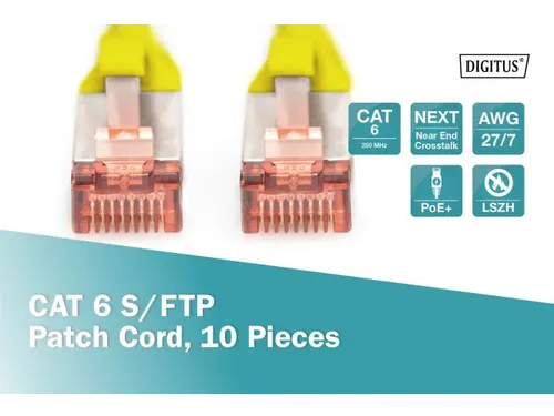 CAT 6 S-FTP patchkabel Cu LSZH AWG 27/7 Lengte 2m 10 stuks Geel