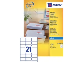 Adresetiket Avery J8160-100 63.5x38.1mm Inkjet Wit 2100 stuks - 2