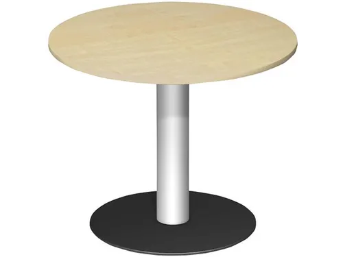 vergadertafel,HxØ 720x900mm,rond,schotelvoet RAL9006,blad wit
