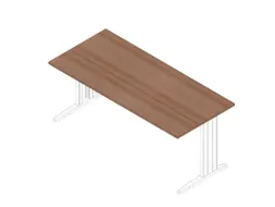 bureau,HxBxD 730x1800x800mm,blad canaletto-hout,C-voet wit