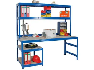 montagetafel,HxBxD 750-1050x1800x600mm,blad hout - 1