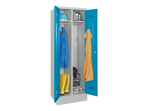 garderobekast,HxBxD 1850x600x500mm,2vak,RAL7035,front RAL5012