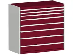 ladekast 1200x1300x650mm 8laden zware lasten RAL7035 front RAL3004